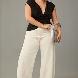 Porridge Short sleeve cowl-neck top with back cutout